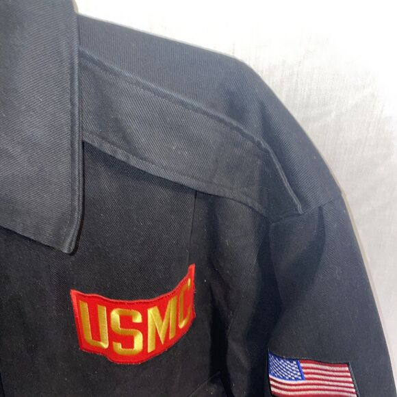 Leather Gallery Men’s USMC Jacket Size Small Black Cotton Bomber Outdoors Warmth - Picture 4 of 12